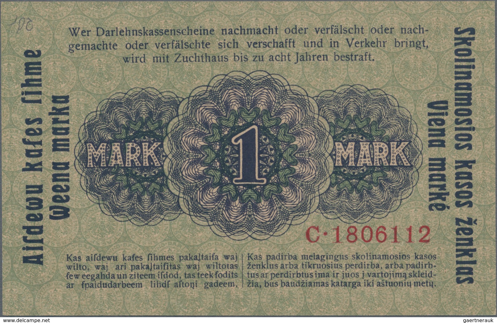 Deutschland - Nebengebiete Deutsches Reich: Darlehenskasse Ost – Kowno, Lot mit 12 Banknoten Serie 1