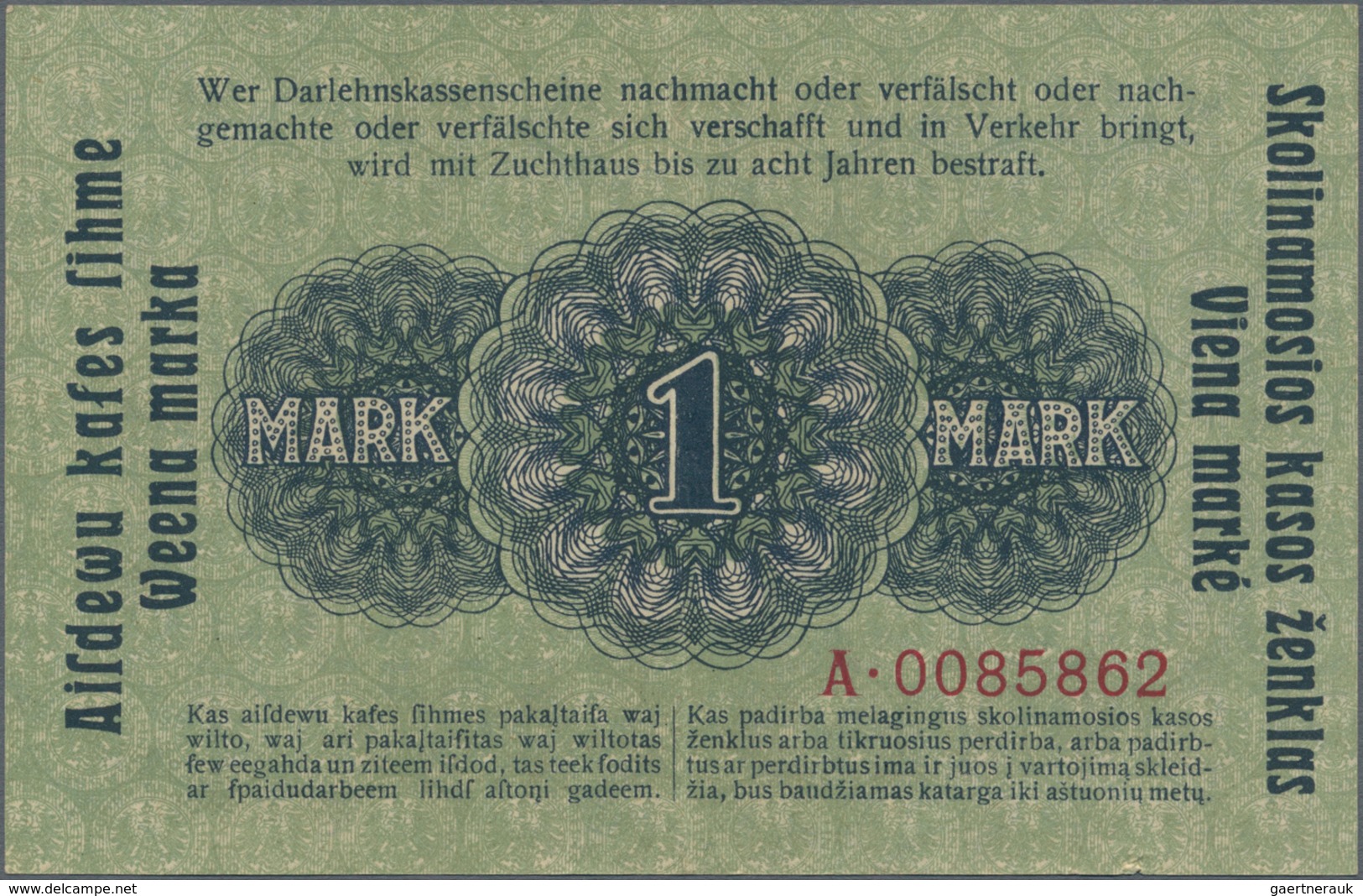 Deutschland - Nebengebiete Deutsches Reich: Darlehenskasse Ost – Kowno, Lot mit 12 Banknoten Serie 1