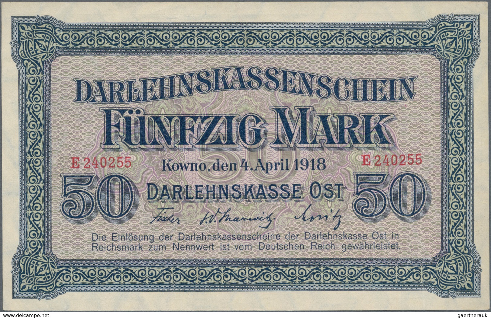 Deutschland - Nebengebiete Deutsches Reich: Darlehenskasse Ost – Kowno, Lot mit 12 Banknoten Serie 1