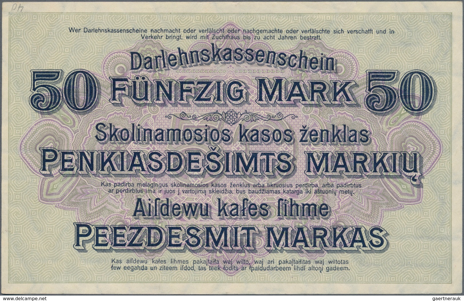 Deutschland - Nebengebiete Deutsches Reich: Darlehenskasse Ost – Kowno, Lot mit 12 Banknoten Serie 1