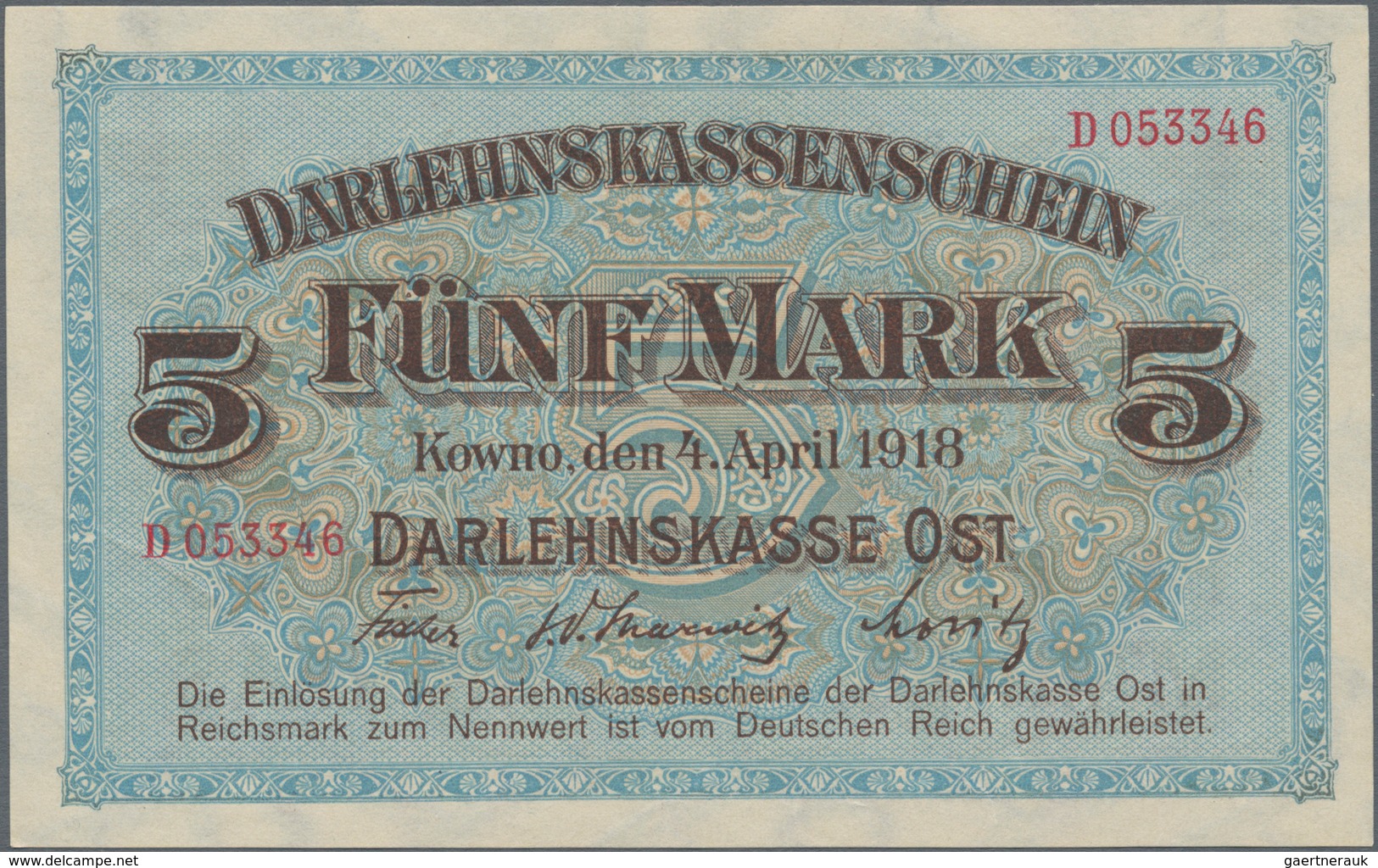 Deutschland - Nebengebiete Deutsches Reich: Darlehenskasse Ost – Kowno, Lot mit 12 Banknoten Serie 1