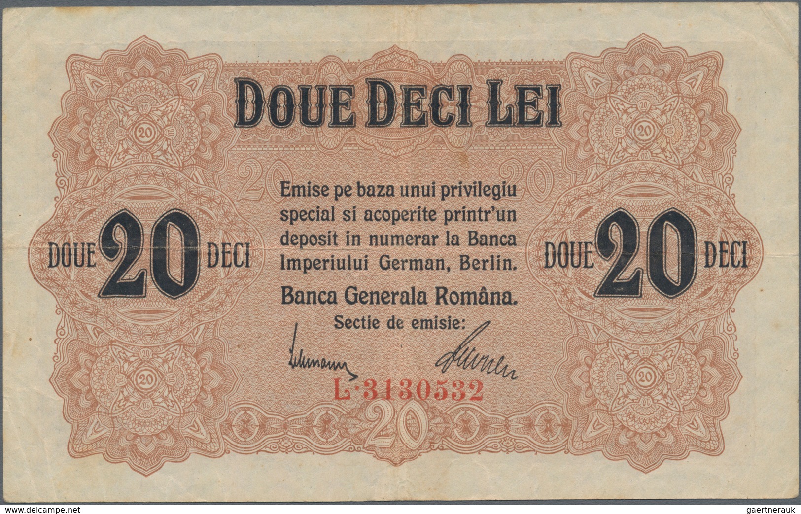 Deutschland - Nebengebiete Deutsches Reich: Besatzungsausgaben Rumänien WW I, Lot mit 9 Banknoten de