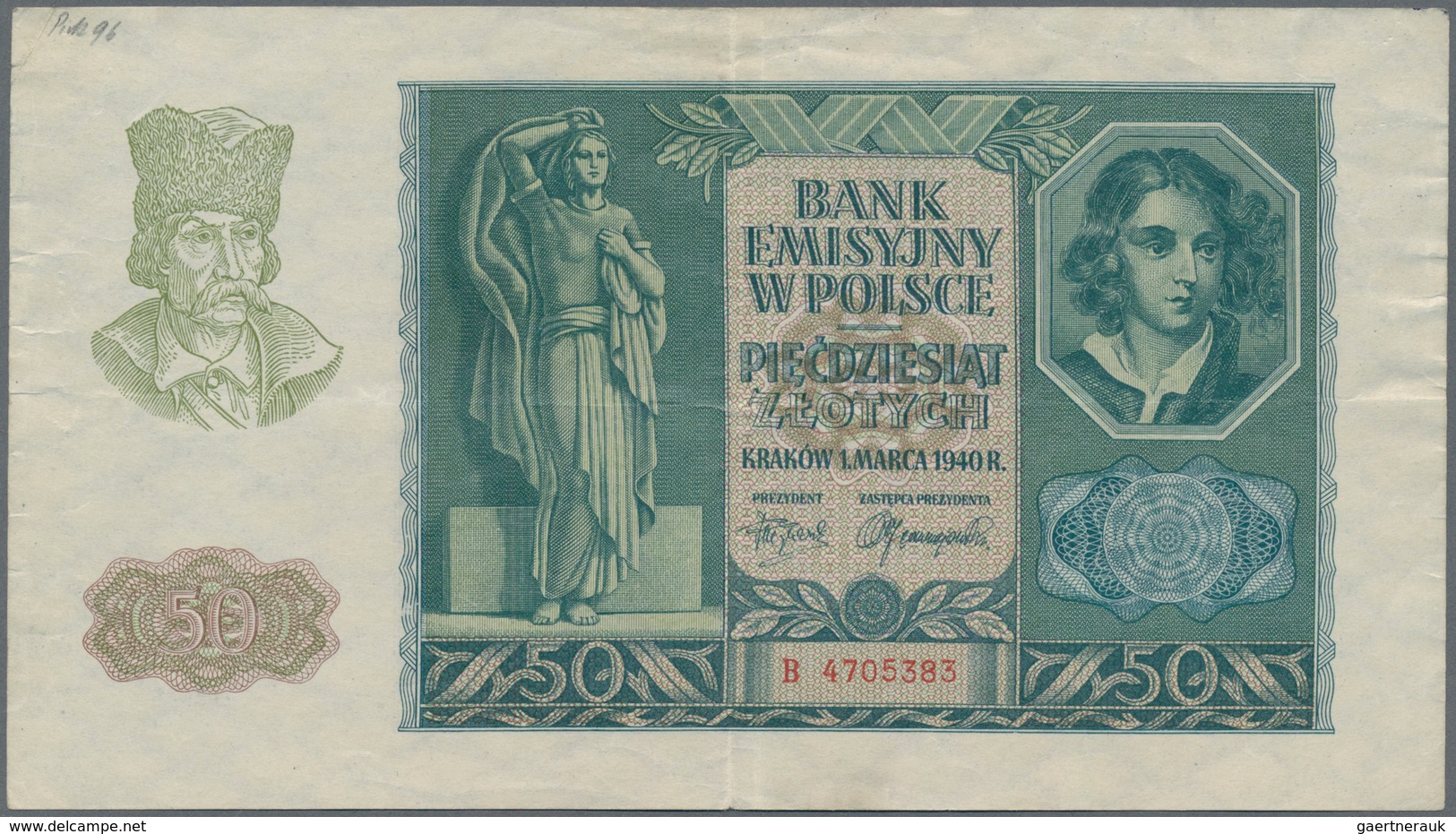 Deutschland - Nebengebiete Deutsches Reich: Generalgouvernement Polen, lot mit 9 Banknoten, dabei ei