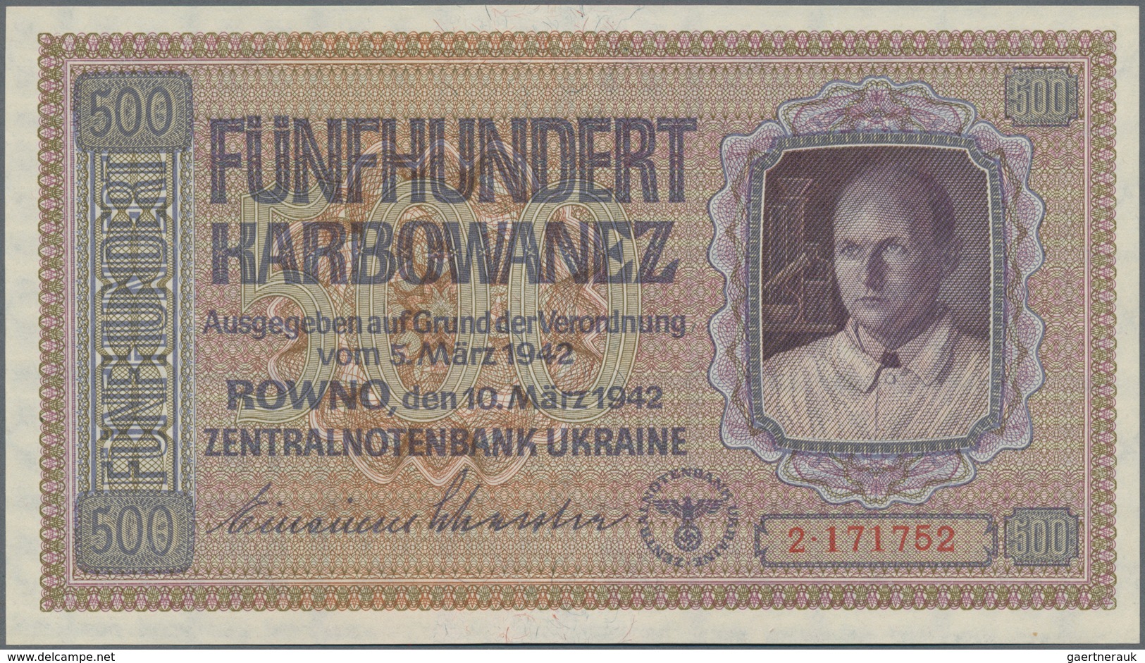 Deutschland - Nebengebiete Deutsches Reich: Zentralnotenbank Ukraine Lot mit 8 Banknoten 1 (UNC), 5