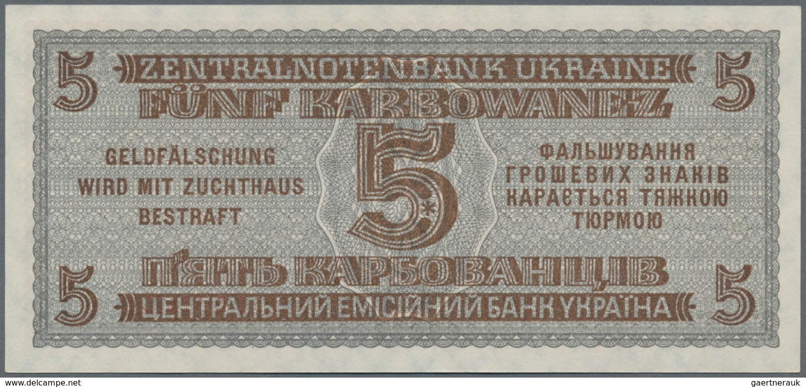 Deutschland - Nebengebiete Deutsches Reich: Zentralnotenbank Ukraine Lot mit 8 Banknoten 1 (UNC), 5