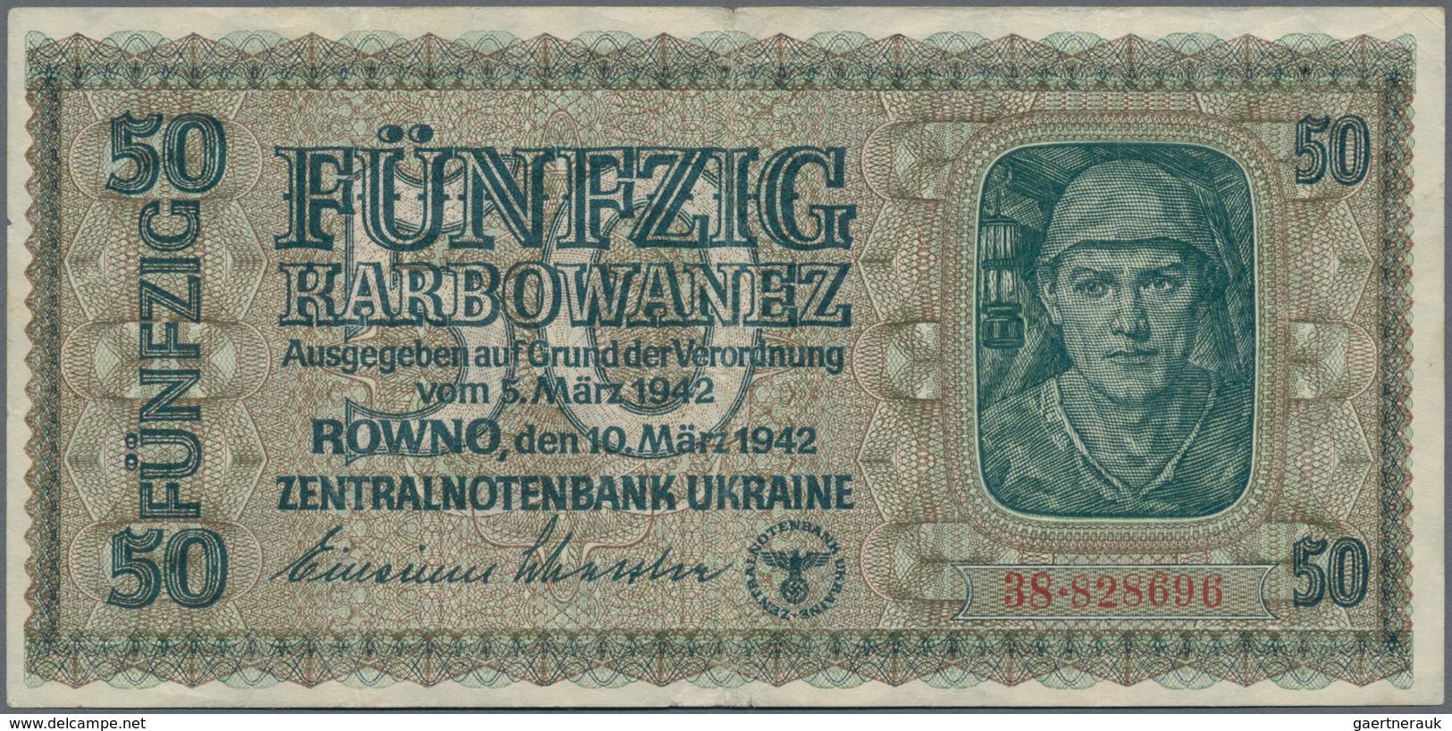 Deutschland - Nebengebiete Deutsches Reich: Zentralnotenbank Ukraine Lot mit 8 Banknoten 1 (UNC), 5