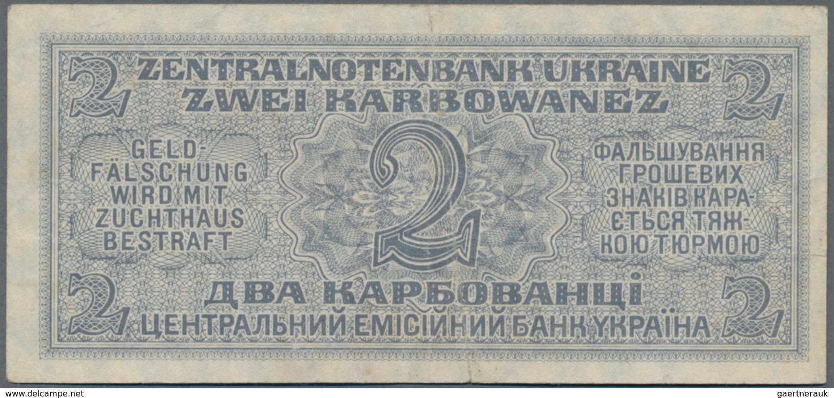 Deutschland - Nebengebiete Deutsches Reich: Zentralnotenbank Ukraine 2 Karbowanez 1942, Ro.592, Sehr - Autres & Non Classés