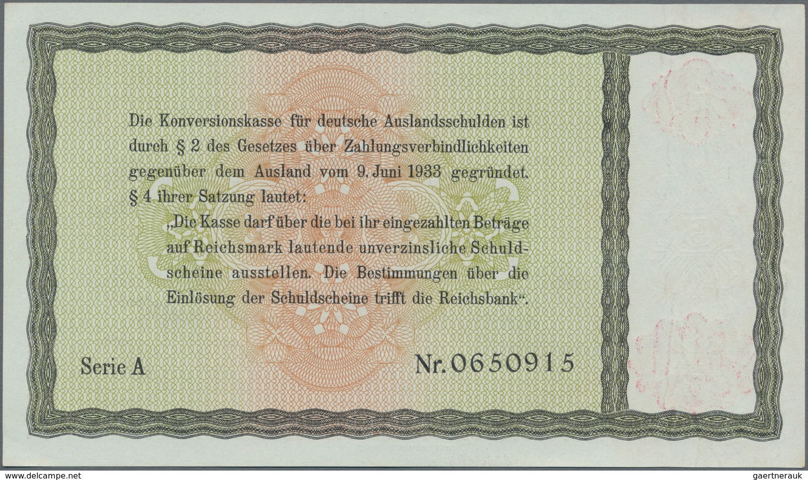 Deutschland - Nebengebiete Deutsches Reich: Konversionskasse Für Deutsche Auslandsschulden 5 Reichsm - Autres & Non Classés