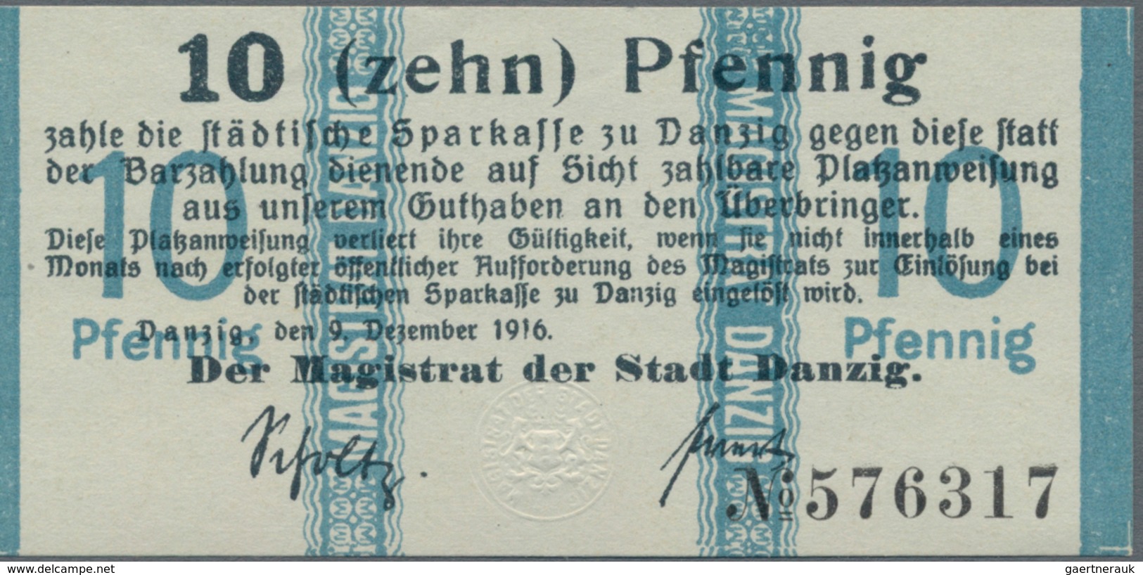 Deutschland - Nebengebiete Deutsches Reich: Der Magistrat Der Stadt Danzig 10 Und 50 Pfennig 1916, B - Other & Unclassified