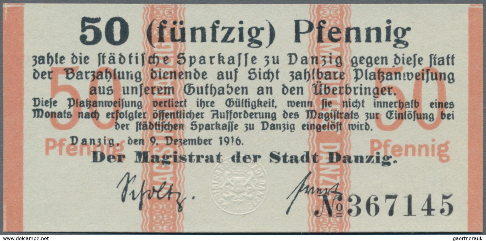 Deutschland - Nebengebiete Deutsches Reich: Der Magistrat Der Stadt Danzig 10 Und 50 Pfennig 1916, B - Andere & Zonder Classificatie