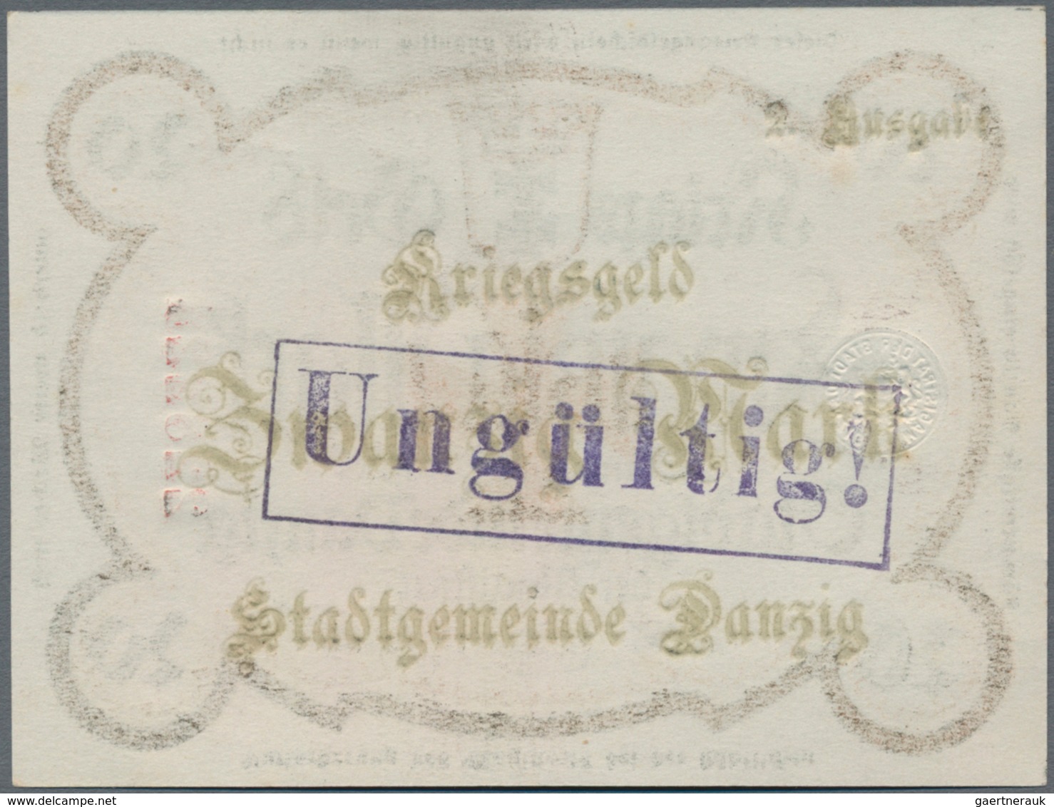 Deutschland - Nebengebiete Deutsches Reich: Stadtgemeinde Danzig, 20 Mark Kriegsgeld 1916, Ro.ex787a - Sonstige & Ohne Zuordnung