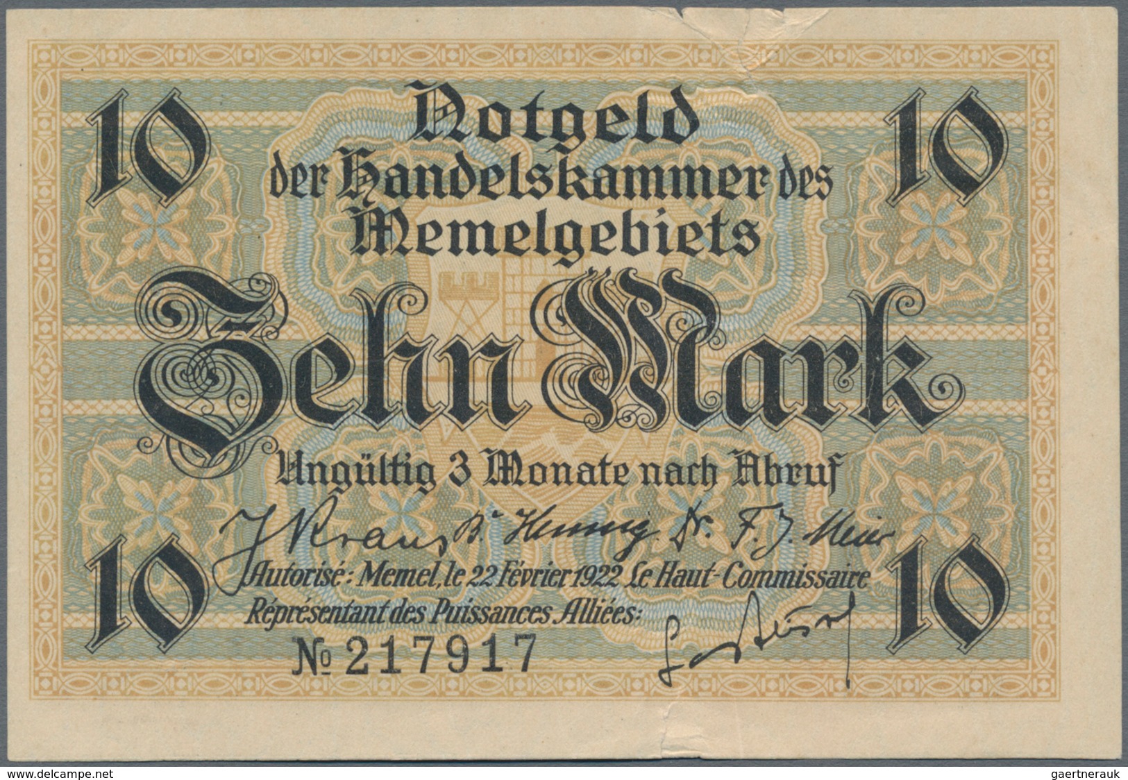 Deutschland - Nebengebiete Deutsches Reich: Memel, Großes Lot Mit 13 Banknoten, Dabei ½ Mark Ro.846b - Other & Unclassified