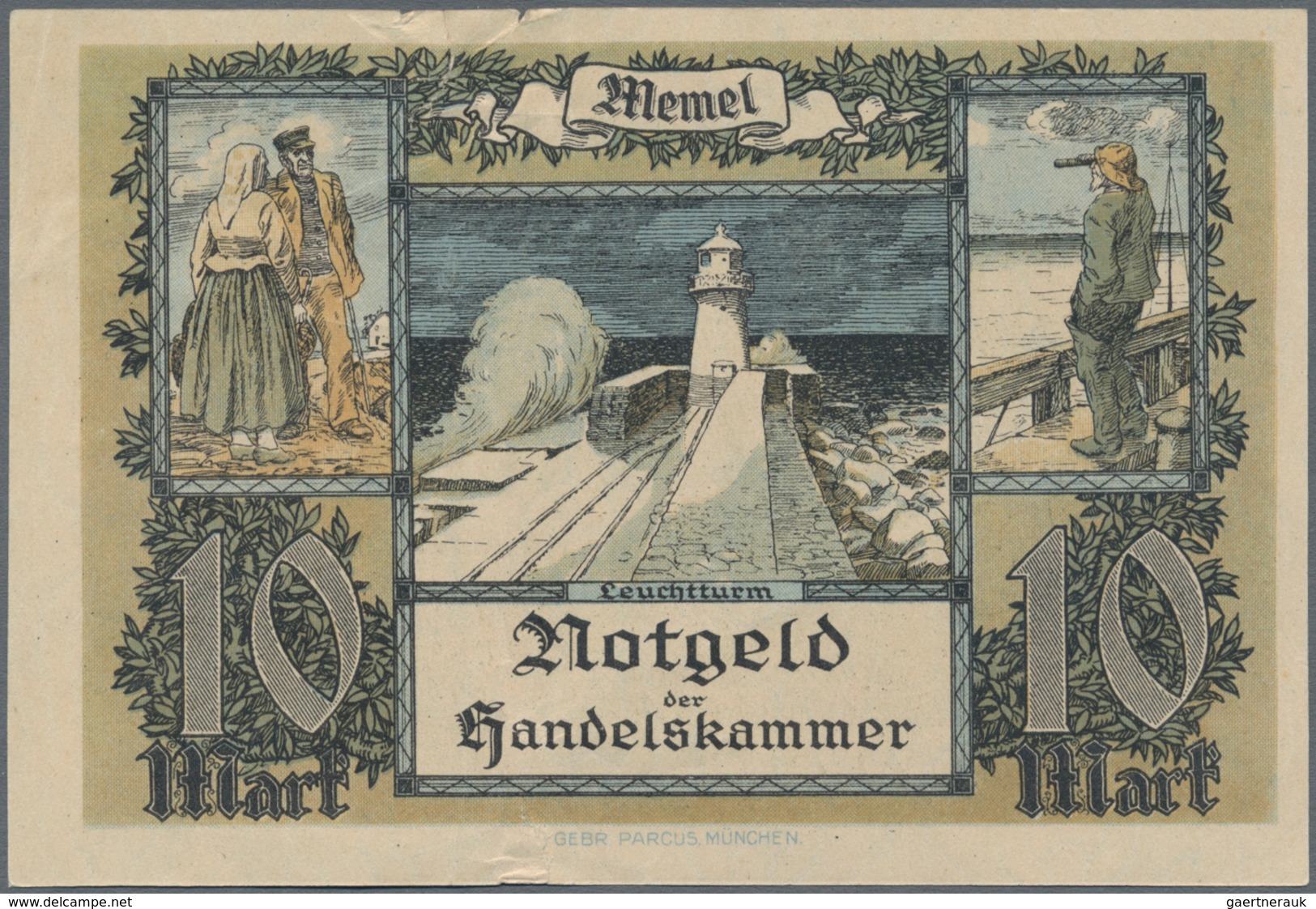 Deutschland - Nebengebiete Deutsches Reich: Memel, großes Lot mit 13 Banknoten, dabei ½ Mark Ro.846b