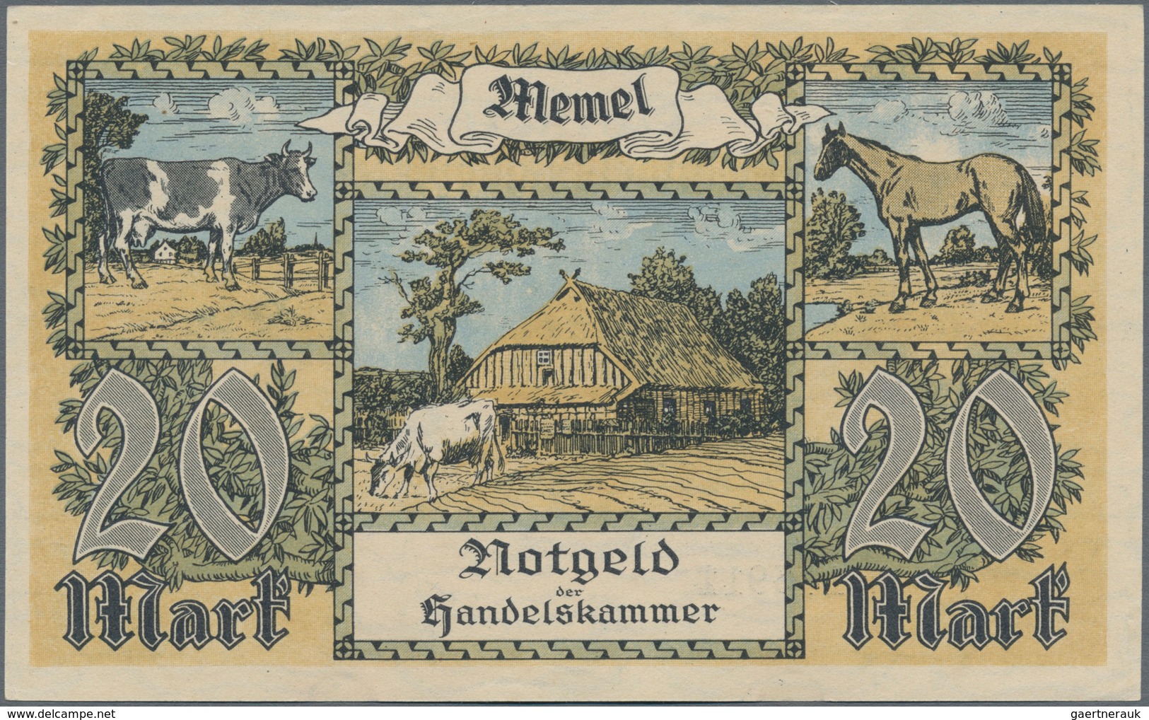 Deutschland - Nebengebiete Deutsches Reich: Memel, großes Lot mit 13 Banknoten, dabei ½ Mark Ro.846b