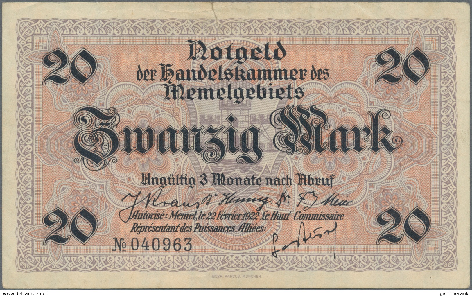 Deutschland - Nebengebiete Deutsches Reich: Memel, großes Lot mit 13 Banknoten, dabei ½ Mark Ro.846b