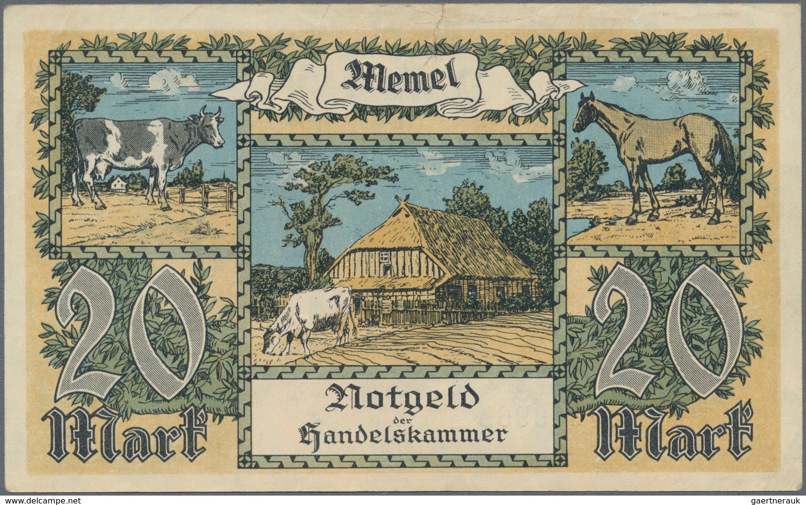 Deutschland - Nebengebiete Deutsches Reich: Memel, großes Lot mit 13 Banknoten, dabei ½ Mark Ro.846b