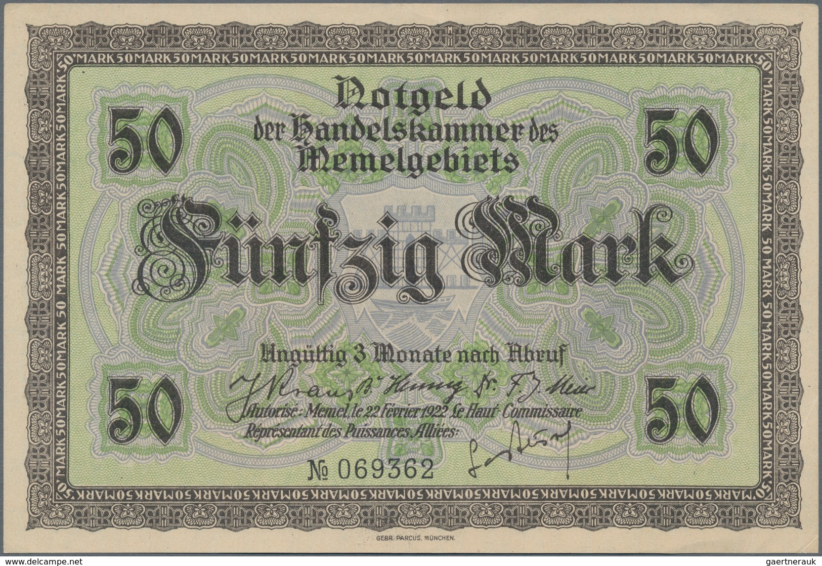 Deutschland - Nebengebiete Deutsches Reich: Memel, großes Lot mit 13 Banknoten, dabei ½ Mark Ro.846b