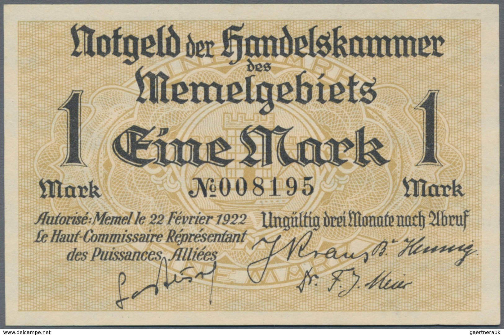 Deutschland - Nebengebiete Deutsches Reich: Memel, großes Lot mit 13 Banknoten, dabei ½ Mark Ro.846b