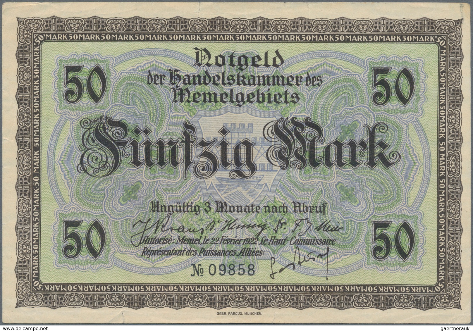 Deutschland - Nebengebiete Deutsches Reich: Memel, großes Lot mit 13 Banknoten, dabei ½ Mark Ro.846b