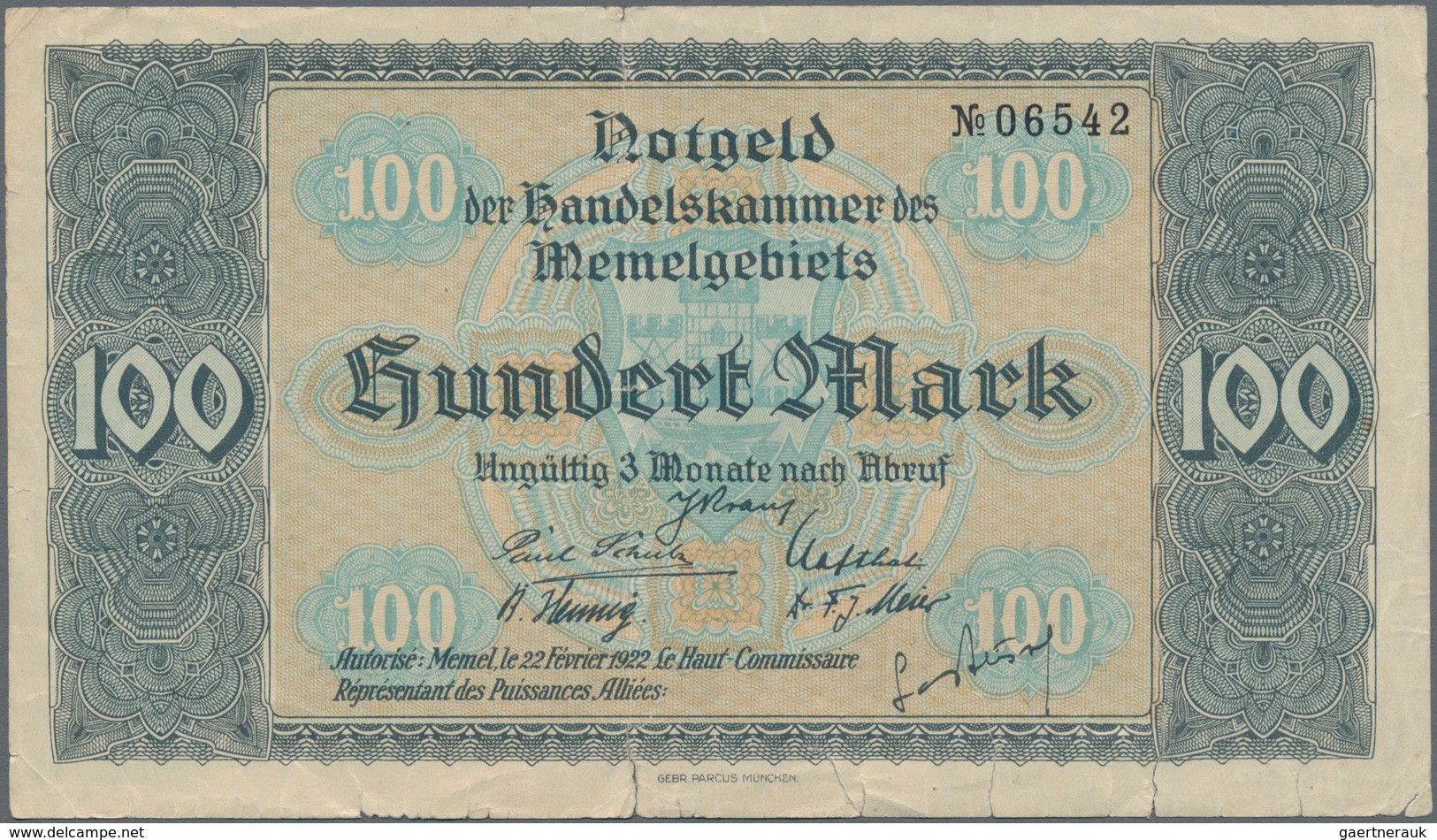 Deutschland - Nebengebiete Deutsches Reich: Memel, großes Lot mit 13 Banknoten, dabei ½ Mark Ro.846b