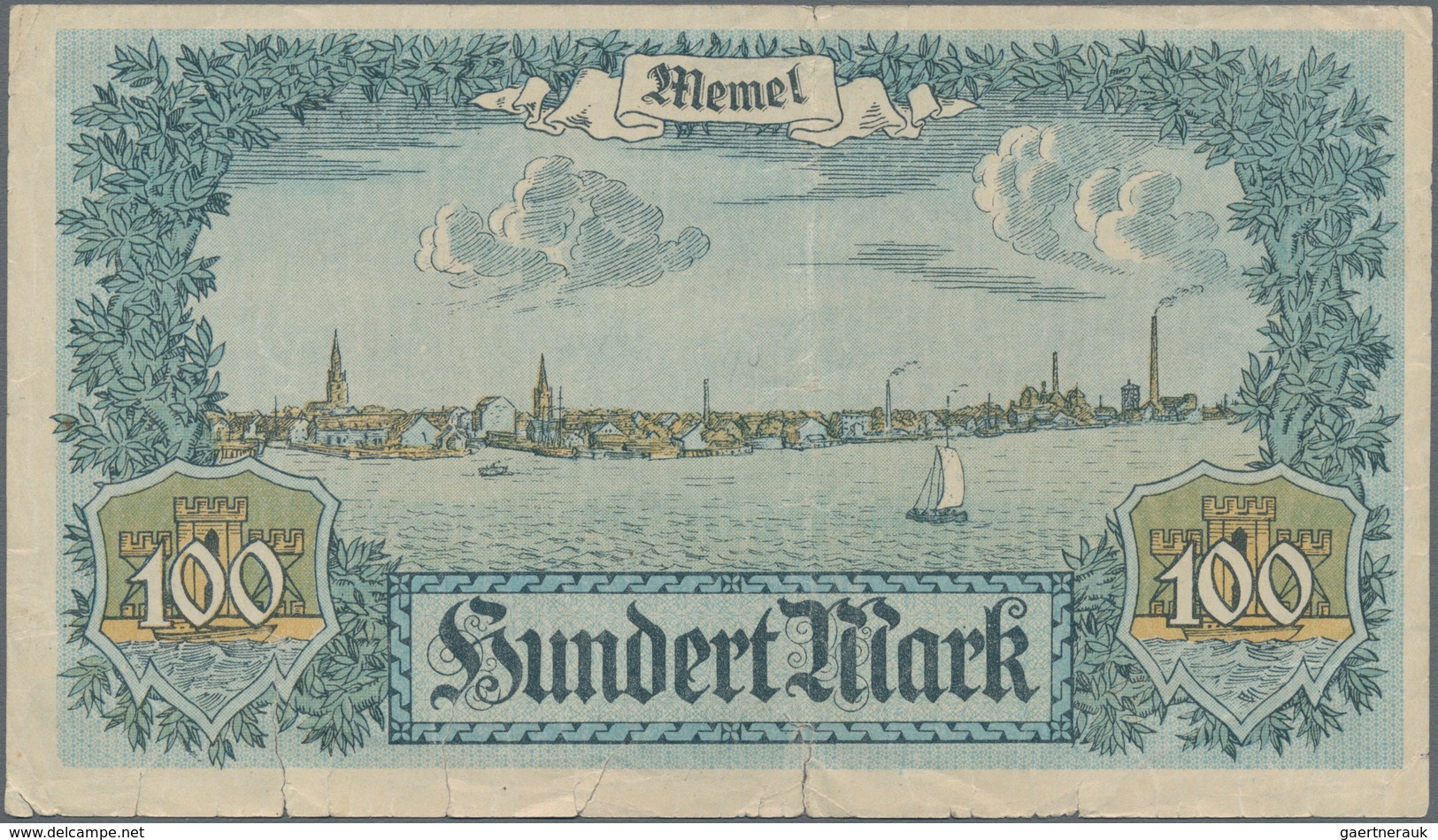 Deutschland - Nebengebiete Deutsches Reich: Memel, großes Lot mit 13 Banknoten, dabei ½ Mark Ro.846b