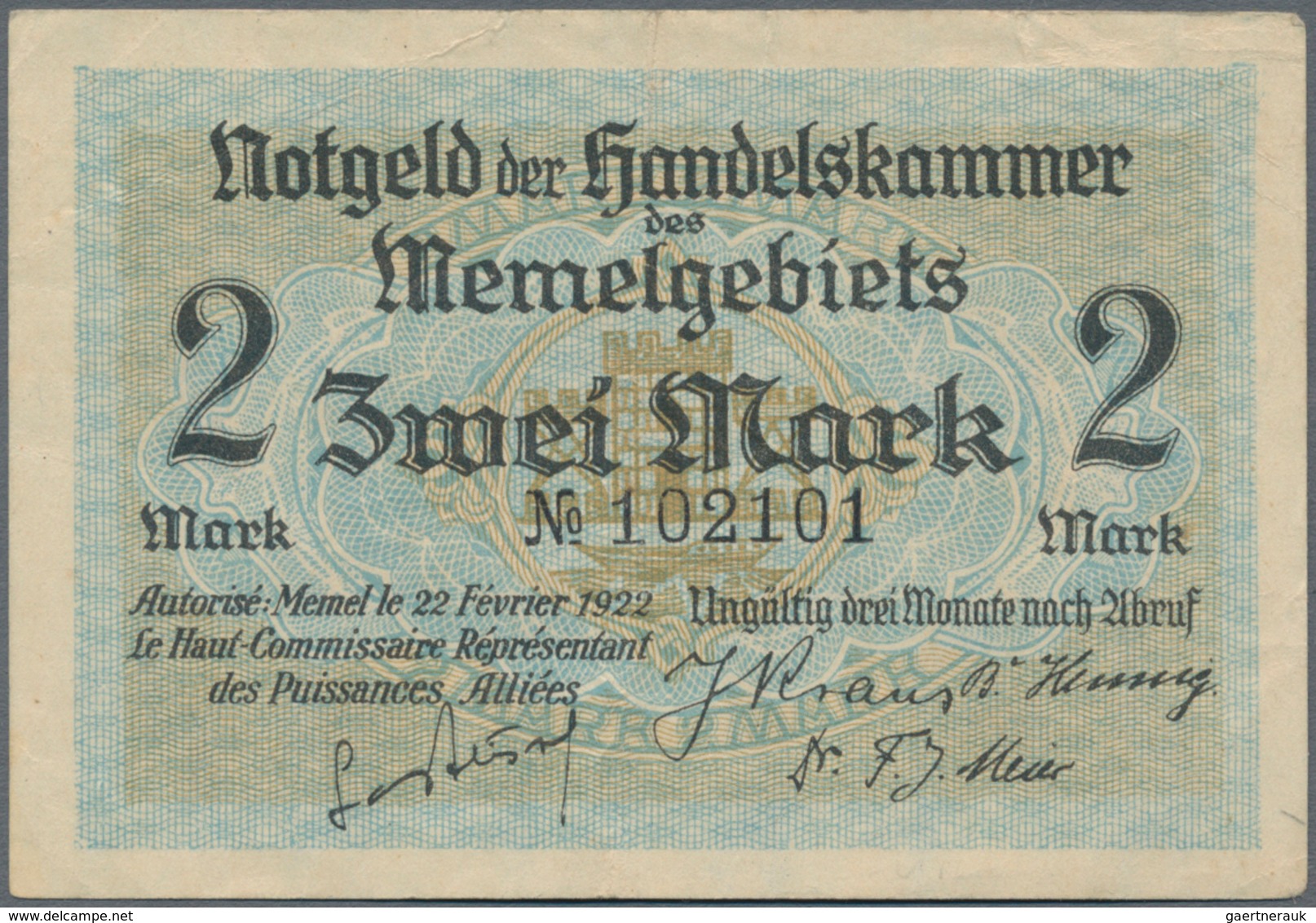 Deutschland - Nebengebiete Deutsches Reich: Memel, großes Lot mit 13 Banknoten, dabei ½ Mark Ro.846b