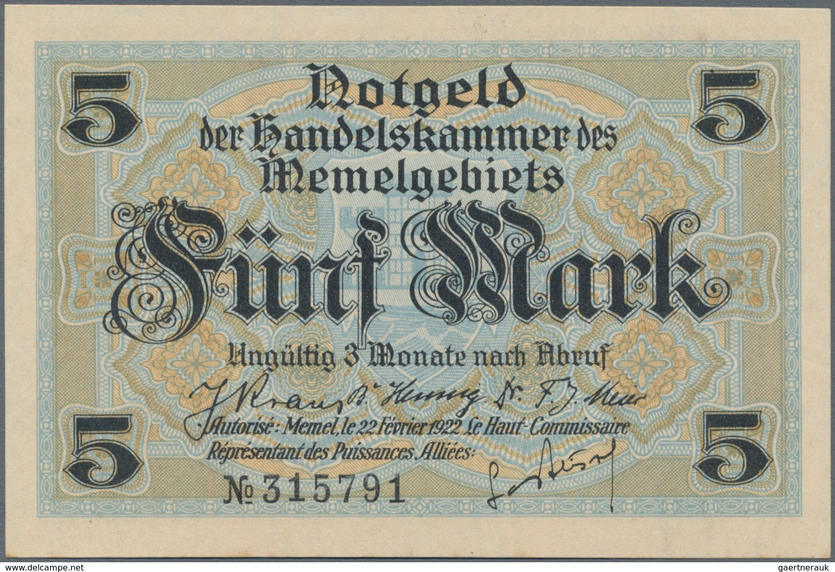 Deutschland - Nebengebiete Deutsches Reich: Memel, großes Lot mit 13 Banknoten, dabei ½ Mark Ro.846b