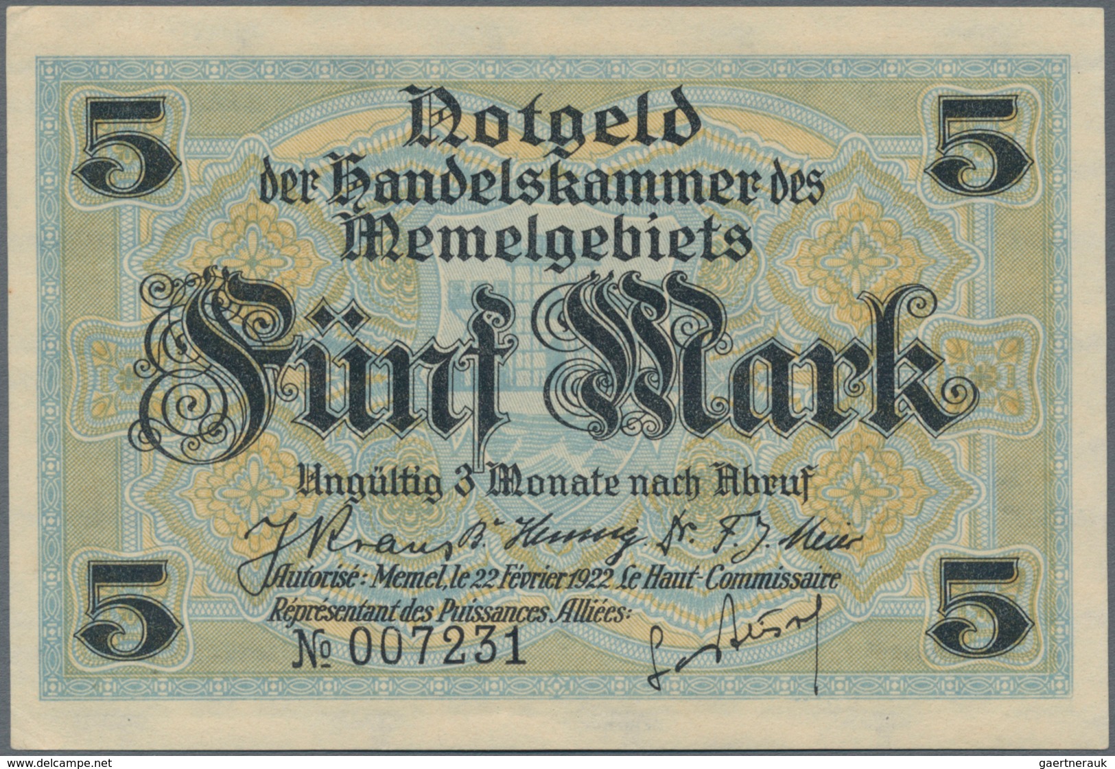 Deutschland - Nebengebiete Deutsches Reich: Memel, großes Lot mit 13 Banknoten, dabei ½ Mark Ro.846b