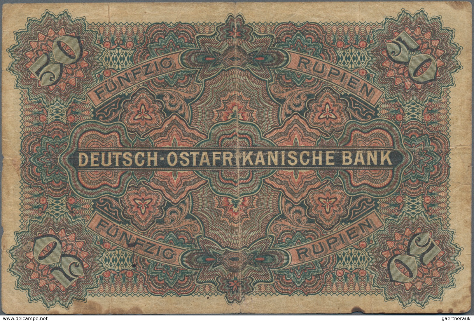 Deutschland - Kolonien: Deutsch-Ostafrikanische Bank 50 Rupien 1905 Mit Vierstelliger Roter KN N°037 - Sonstige & Ohne Zuordnung
