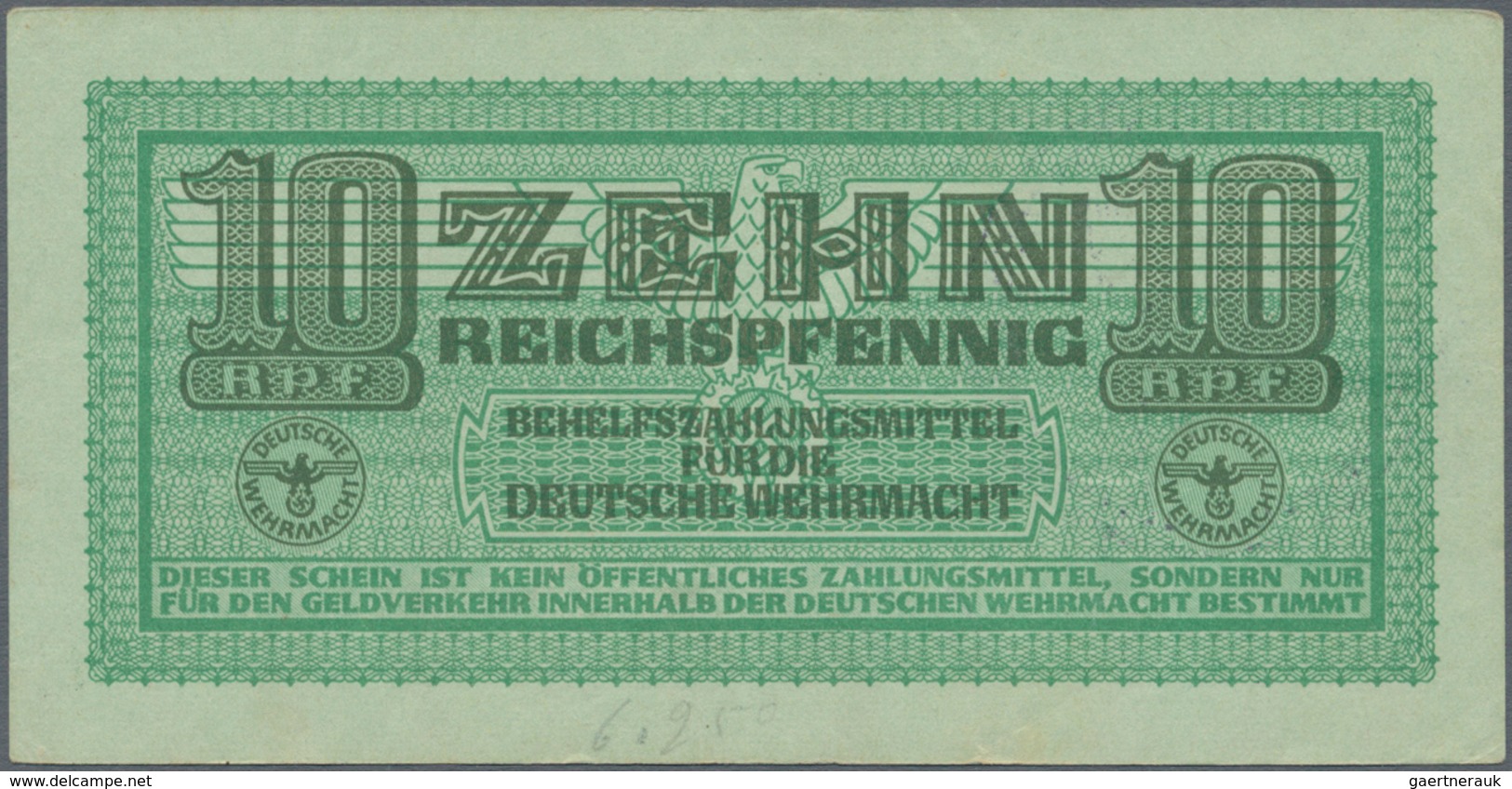 Deutschland - Konzentrations- und Kriegsgefangenenlager: Lot mit 9 Banknoten der Behelfszahlungsmitt