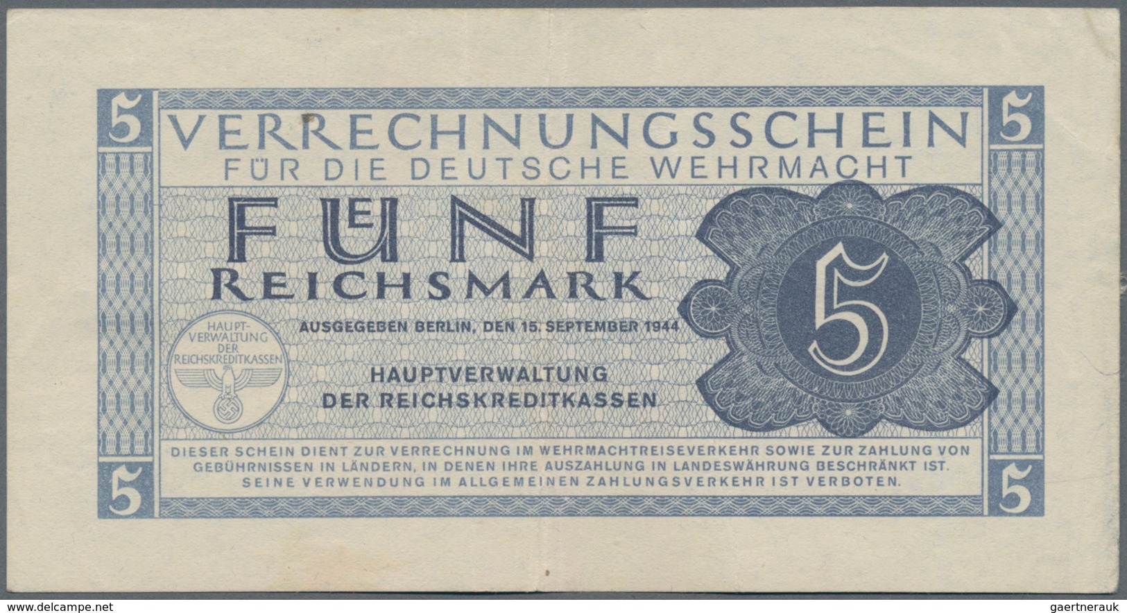 Deutschland - Konzentrations- und Kriegsgefangenenlager: Lot mit 6 Banknoten der Verrechnungsscheine