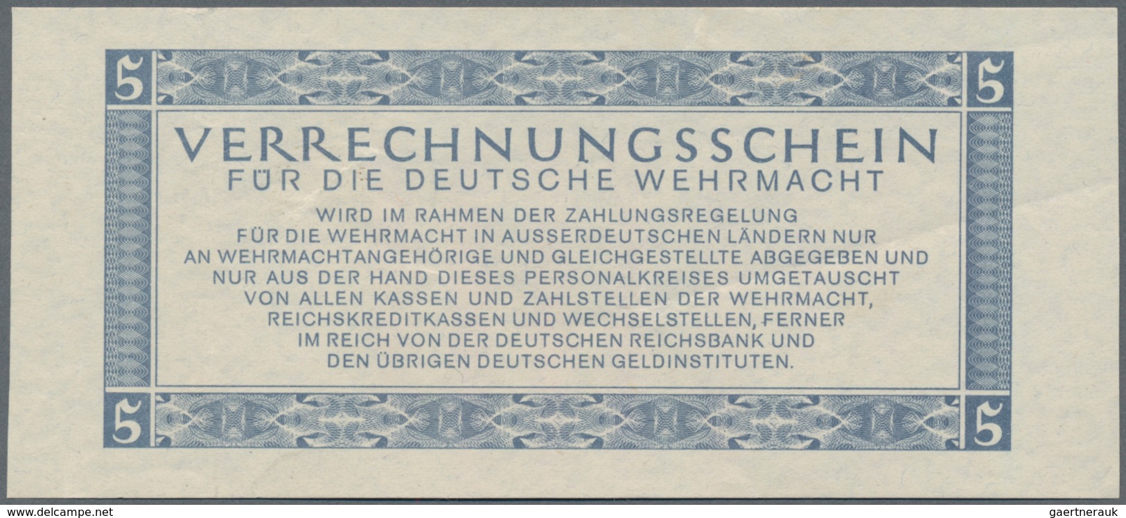 Deutschland - Konzentrations- Und Kriegsgefangenenlager: Fehldruck Der 5 Reichsmark Verrechnungssche - Sonstige & Ohne Zuordnung