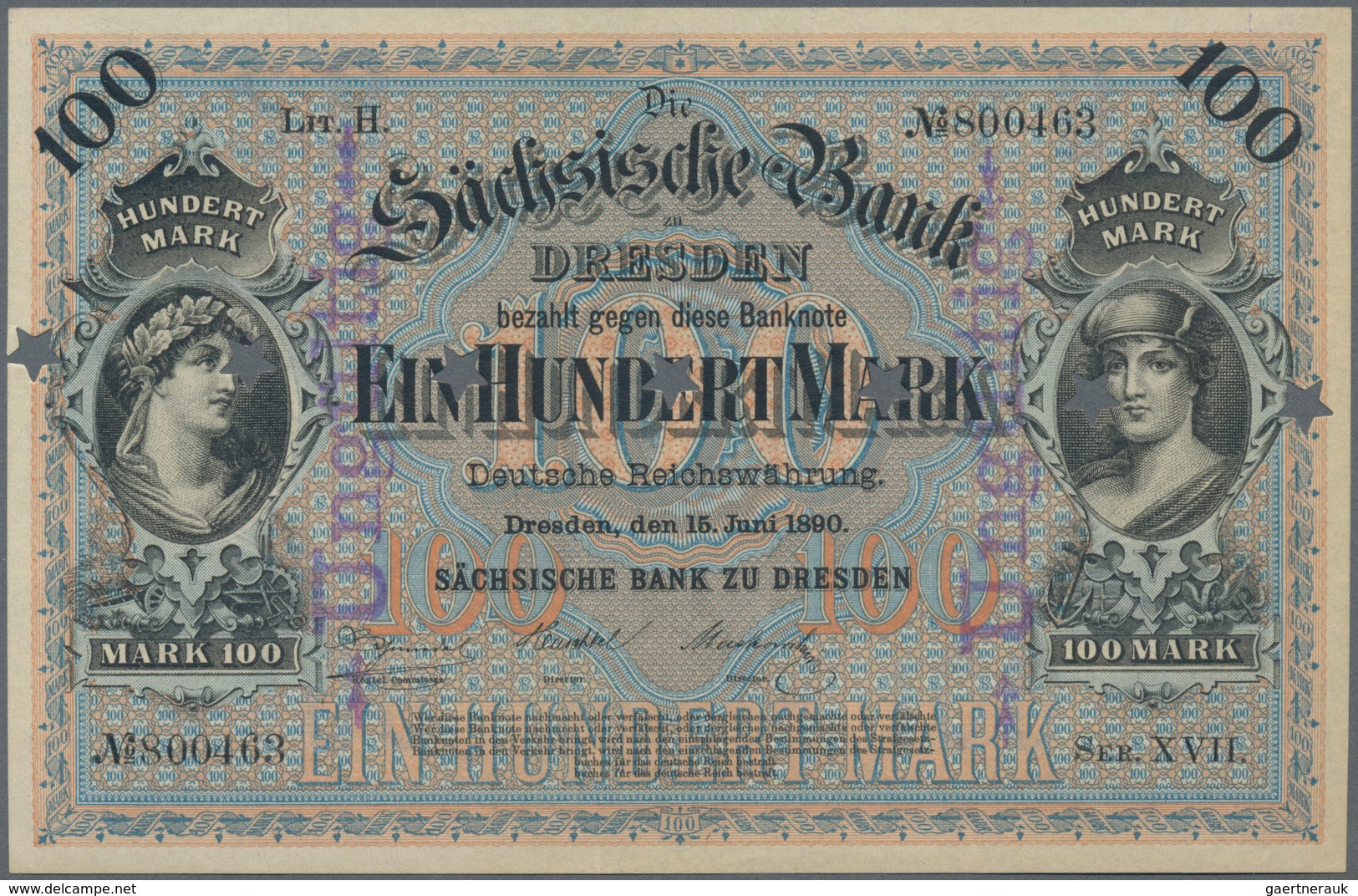 Deutschland - Länderscheine: 100 Und 500 Mark 1890, Ro.SAX6, SAX7, Beide Sternförmig Gelocht Und Lin - Other & Unclassified