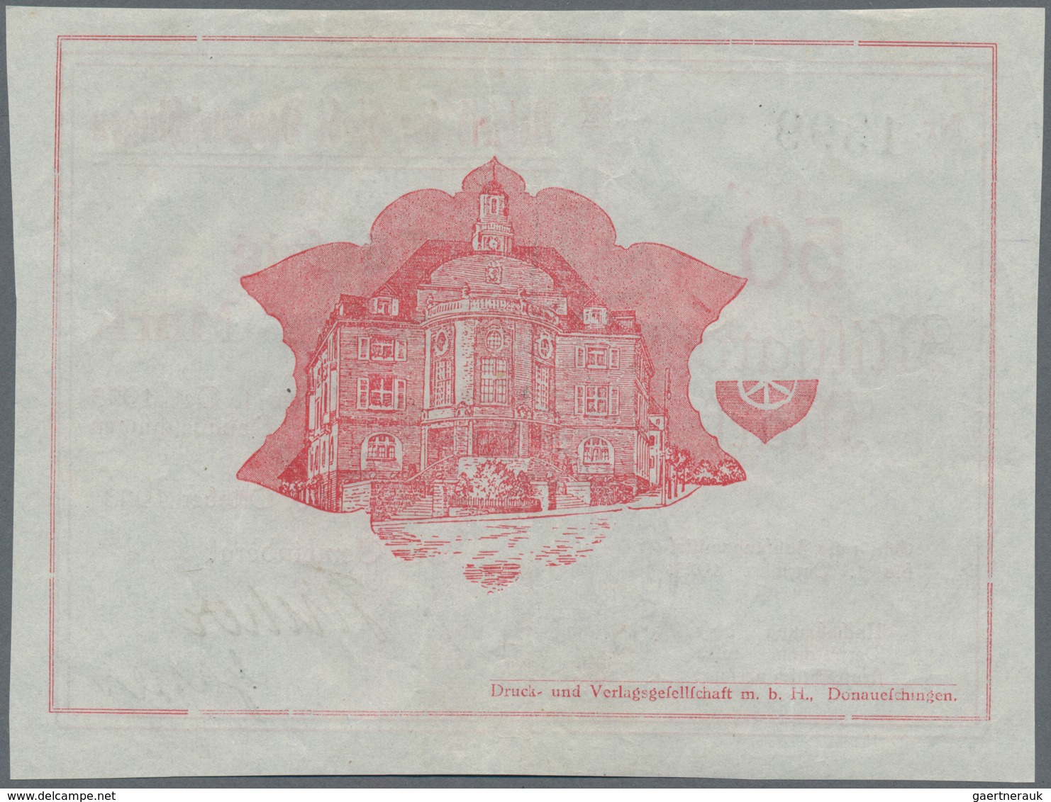 Deutschland - Notgeld - Baden: Donaueschingen, Stadt, 1, 5 (Papier rosa), 10, 20 (2, Druck schwarz b