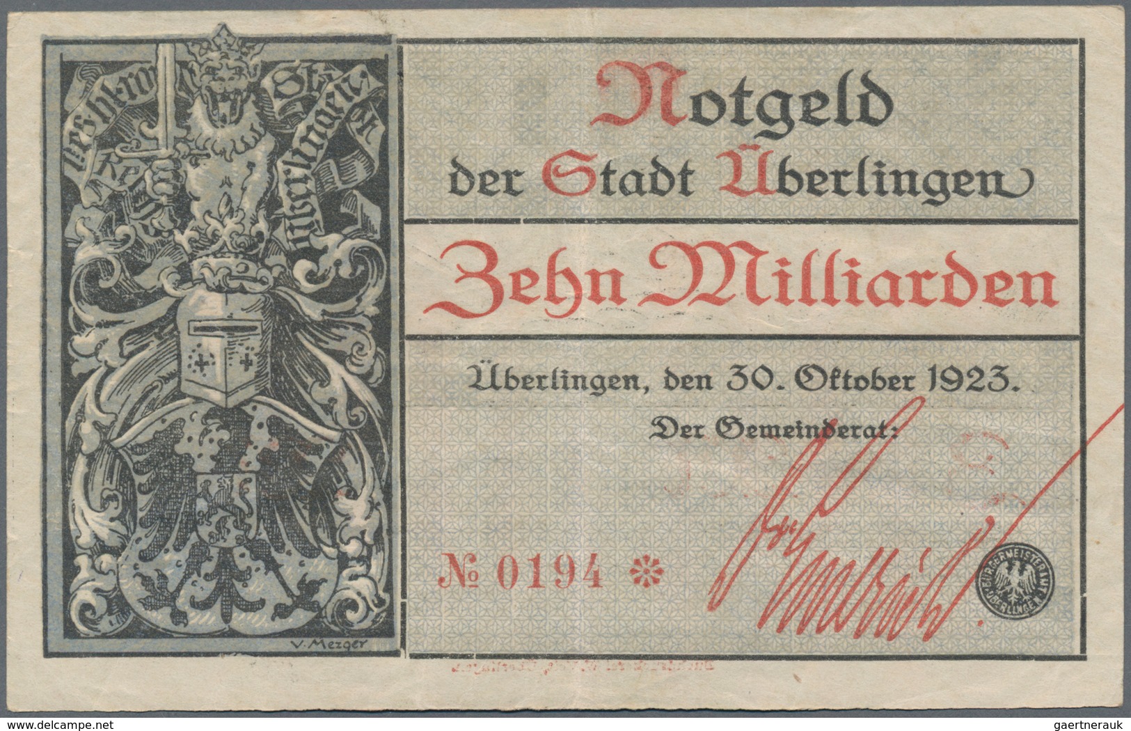 Deutschland - Notgeld - Baden: Überlingen, Stadt, 5 Tsd., 20 Tsd. Mark, 16.2.1923, Mit Druckfirma Un - [11] Emissions Locales