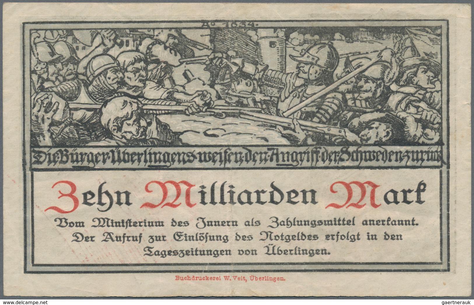 Deutschland - Notgeld - Baden: Überlingen, Stadt, 5 Tsd., 20 Tsd. Mark, 16.2.1923, mit Druckfirma un