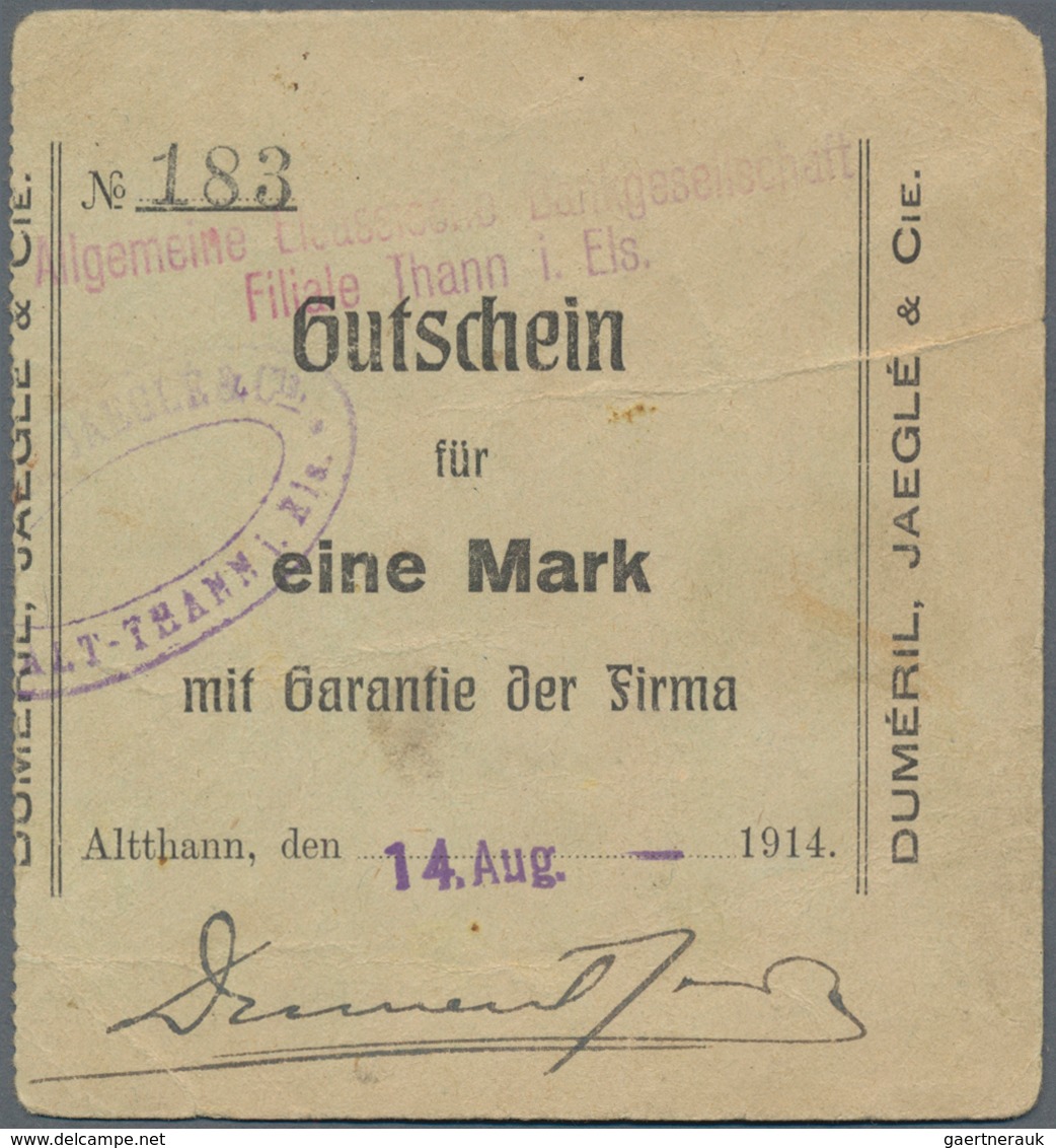 Deutschland - Notgeld - Elsass-Lothringen: Altthann, Oberelsass, Duméril, Jaeglé & Cie., 50 Pf., 1 M - Autres & Non Classés