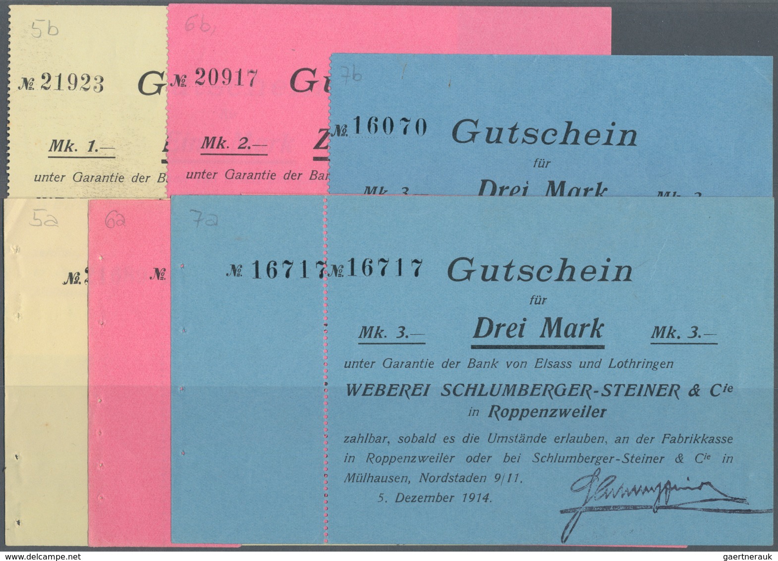 Deutschland - Notgeld - Elsass-Lothringen: Roppenzweiler, Oberelsass, Weberei Schlumberger-Steiner & - Other & Unclassified