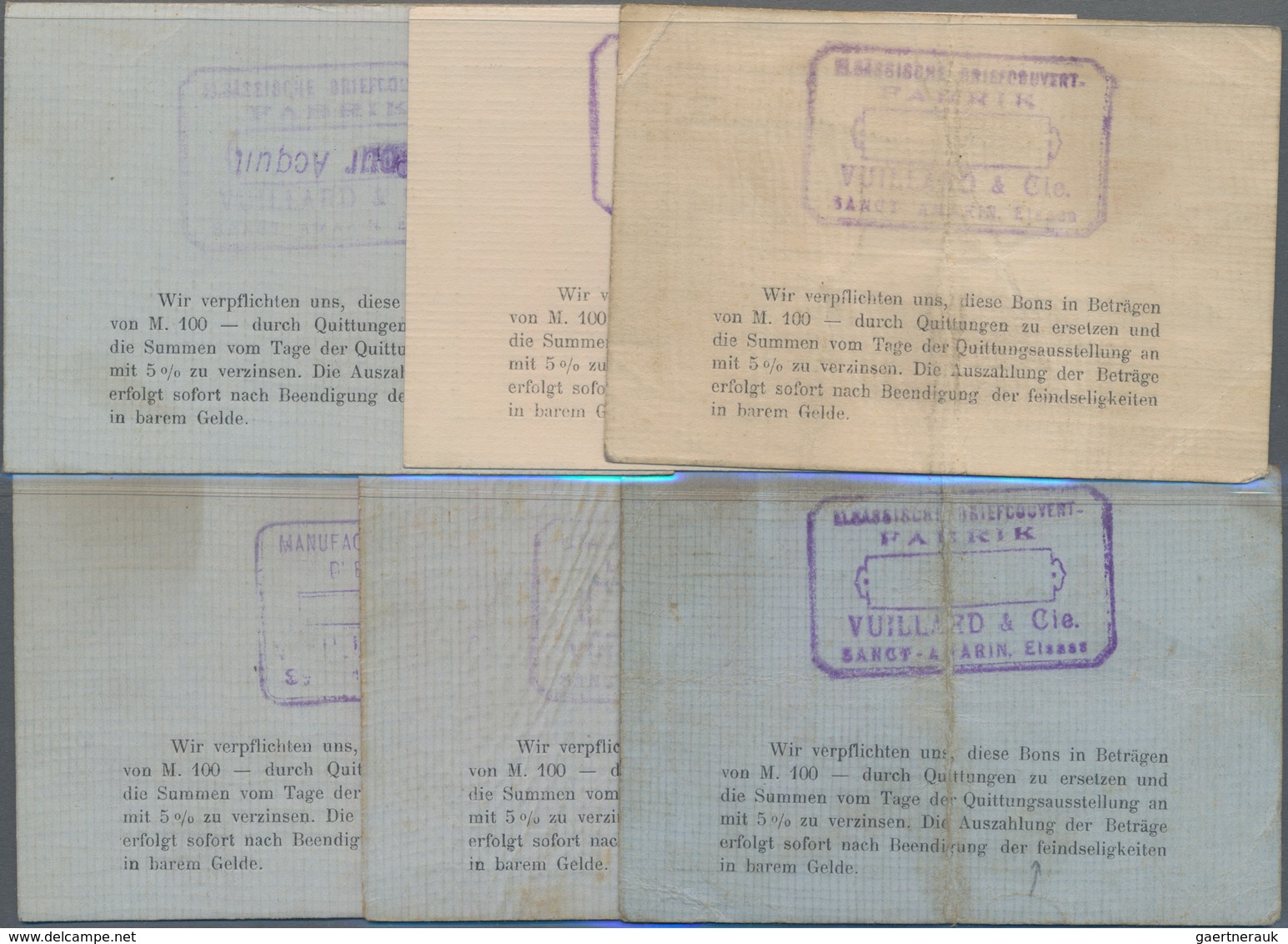 Deutschland - Notgeld - Elsass-Lothringen: St. Amarin, Oberelsass, Vuillard & Cie. GmbH, 1 Mark, Une - Other & Unclassified