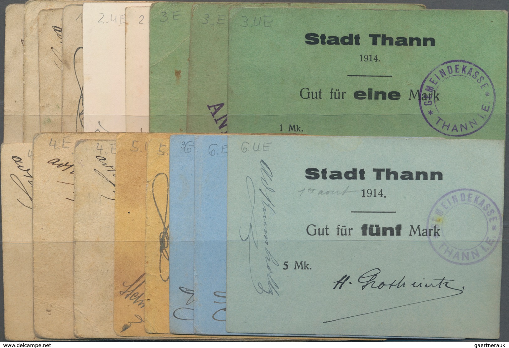 Deutschland - Notgeld - Elsass-Lothringen: Thann, Oberelsass, Stadt, 4 X 50 Pf., 2.8.1914, 2 X 50 Pf - Other & Unclassified
