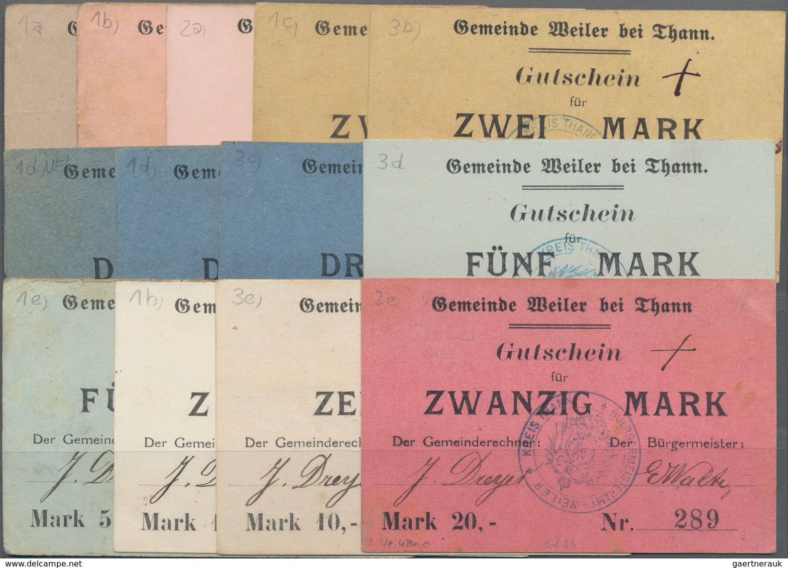 Deutschland - Notgeld - Elsass-Lothringen: Weiler B. Thann, Oberelsass, Gemeinde, 50 Pf., 1 (2), 2 ( - Autres & Non Classés