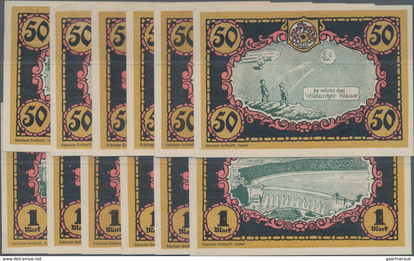 Deutschland - Notgeld - Hessen: Wildungen, Bad, Sportverein Victoria, 6 X 50 Pf., 6 X 1 Mark, 5.5.19 - [11] Local Banknote Issues