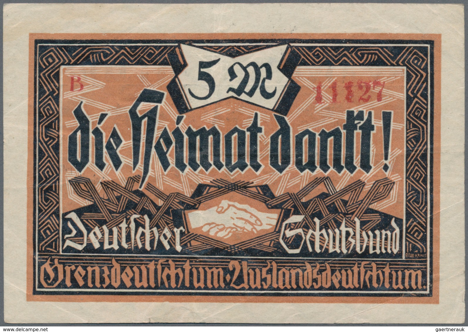 Deutschland - Notgeld - Sachsen: Glauchau, Deutscher Schutzbund, 3, 5, 10 Mark, O. D., Erh. II (2), - Lokale Ausgaben