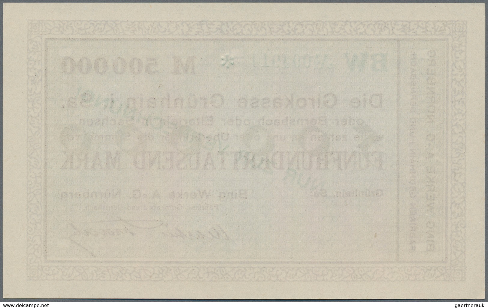 Deutschland - Notgeld - Sachsen: Grünhain, Bing Werke AG, Nürnberg, 2000 Mark, o. D.; 100 (5), 200 (