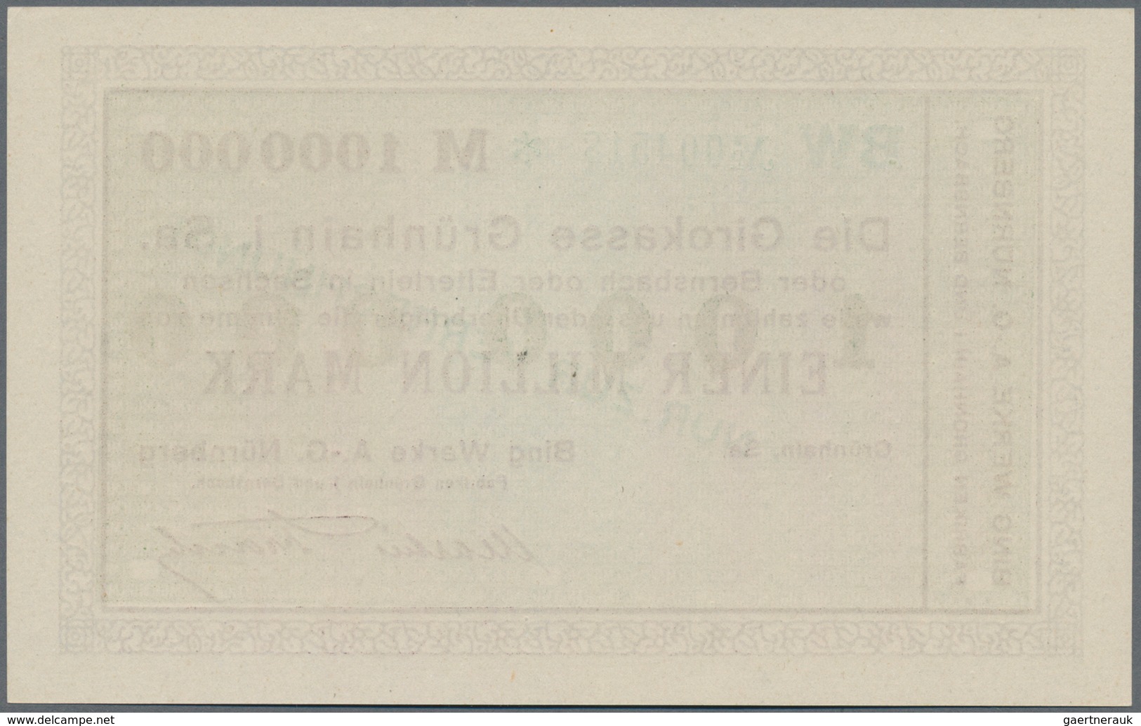 Deutschland - Notgeld - Sachsen: Grünhain, Bing Werke AG, Nürnberg, 2000 Mark, o. D.; 100 (5), 200 (