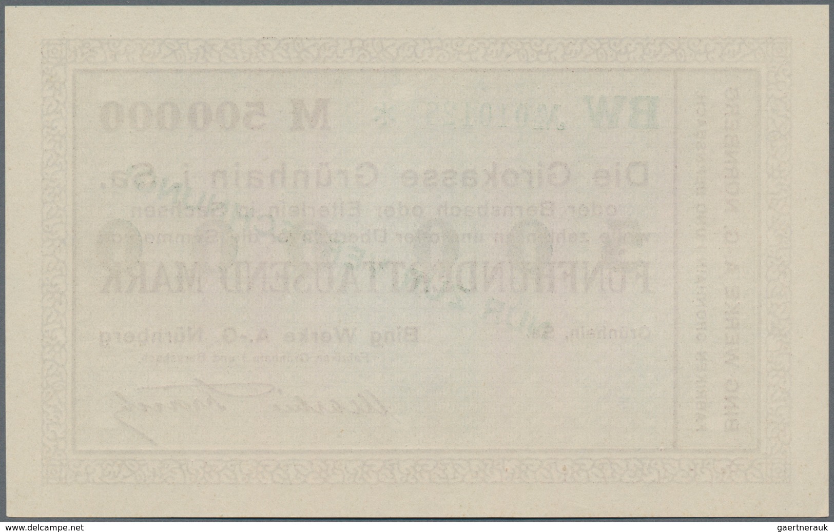 Deutschland - Notgeld - Sachsen: Grünhain, Bing Werke AG, Nürnberg, 2000 Mark, o. D.; 100 (5), 200 (