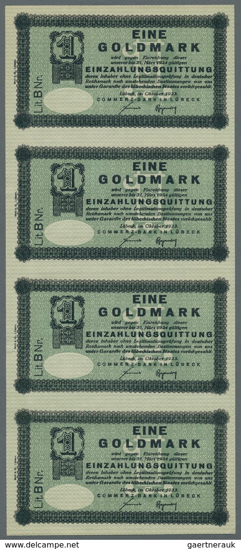 Deutschland - Notgeld - Schleswig-Holstein: LÜBECK; 1,- Goldmark-Notgeldschein Im Senkrechtem Unzert - [11] Local Banknote Issues