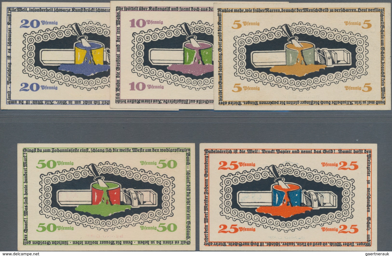 Deutschland - Notgeld - Thüringen: Altenburg, Johannisfest, 5 (braun), 10 (violett), 20 (blau), 25 ( - Lokale Ausgaben