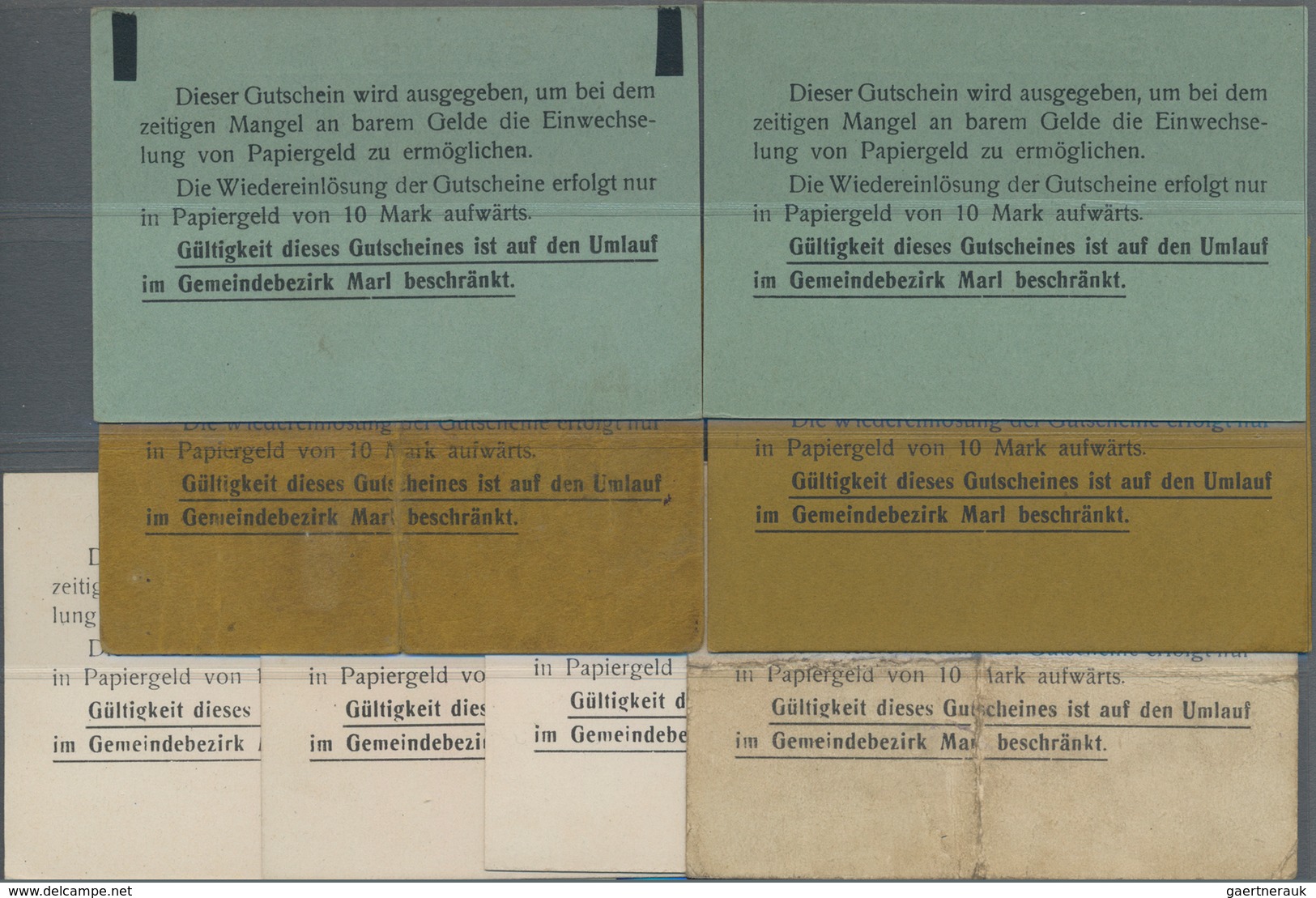 Deutschland - Notgeld - Westfalen: Marl, Gemeinde, 1 Mark (2, Stempel A Als Gebrauchs- Und Reststück - Autres & Non Classés