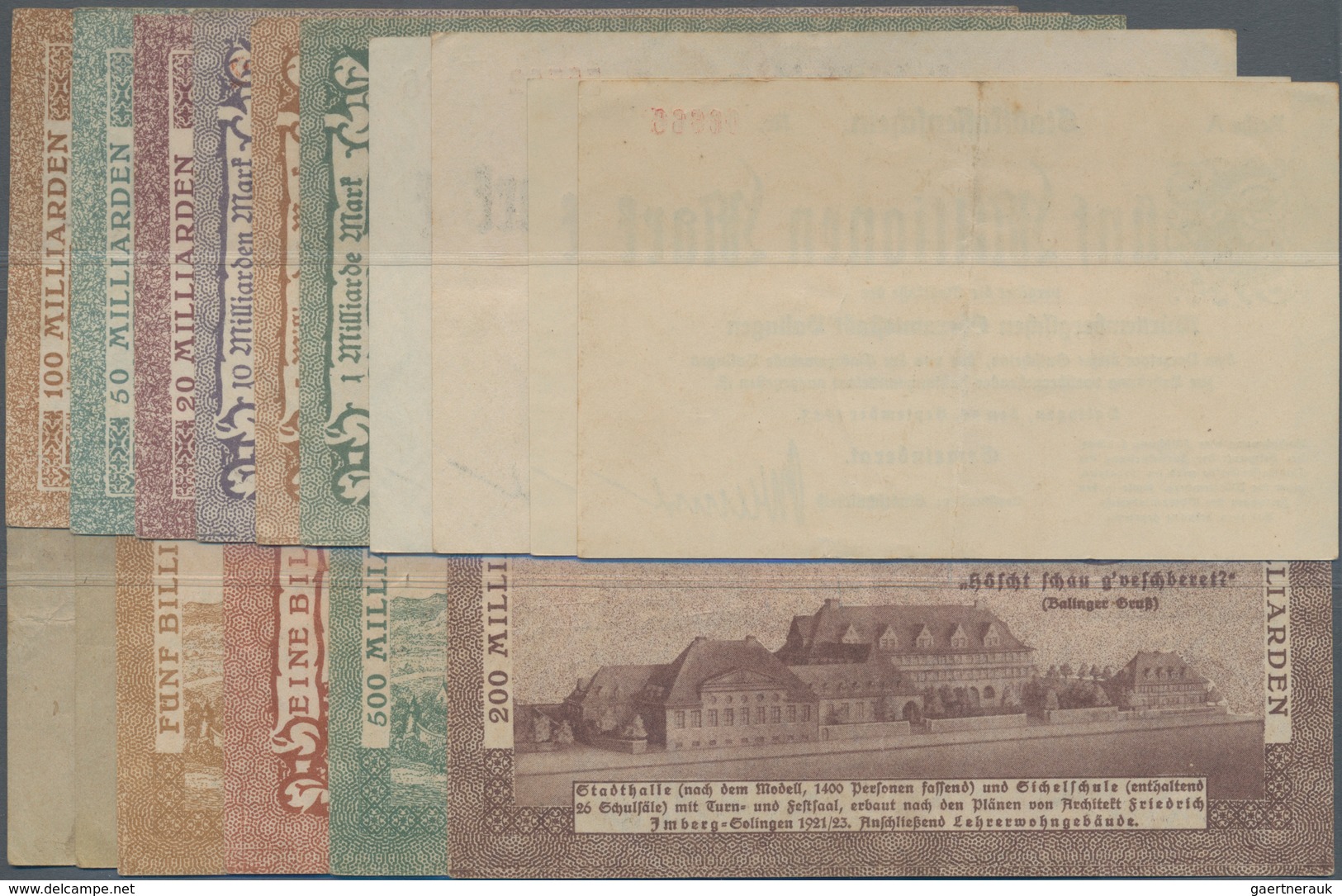 Deutschland - Notgeld - Württemberg: Balingen, Stadt, 5, 10, 20, 50 Mio., 19.9.1923; 1, 5, 10, 20, 5 - [11] Local Banknote Issues